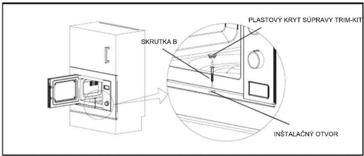 Skrutka B, plastový kryt súpravy trim-kit, inštalačný otvor