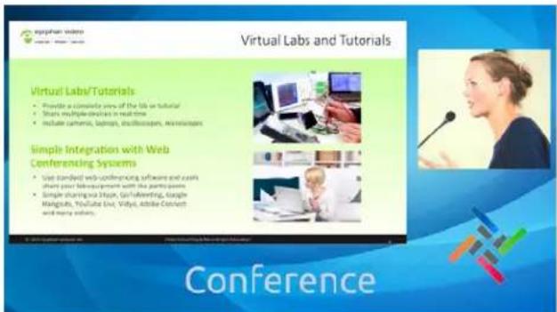 Virtual Labs and Tutorials Virtual Labs/Tutorials • Provide a complete view of the file or tutorial • Shows multiple devices in real-time • include syrups, laptops, dischiosopes, microscopes Simple Integrations with Web Conferencing Systems • Use standard web-conferencing software and users create your lab equipment with the participants • Simple sharing via Topix, Go/Heaving, Google Hangsha, YouTube Live, Villy, Adobe Connect and more tools. Conference