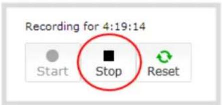 Recording for 4:19:14 Start Stop Reset