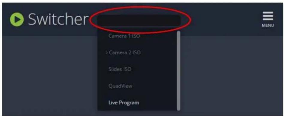 Switcher Camera 1 ISO > Camera 2 ISO Slides ISO QuadView Live Program