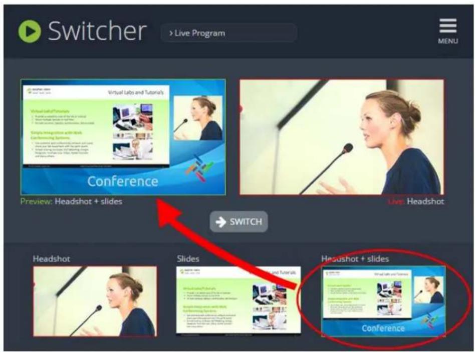 Switcher Live Program MENU Virtual Labs and Tutorials Virtual Labs/Primers • Visual Lab/Analysis of the Web or Web • Virtual Lab/Analysis of the Web or Web • Simple Integration with Links Conforming Systems • Visual Lab/Analysis of the Web or Web Conference Preview: Headshot + slides Live: Headshot Headshot Slides Headshot + slides Conference