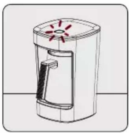 Technical line drawing of a cylindrical device with a lid and spout, no text or symbols present