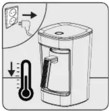 Diagram illustrating a heating device with temperature sensor and power outlet, showing internal components and directional arrows.