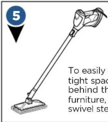 5 To easily tight spac behind th furniture, swivel ste