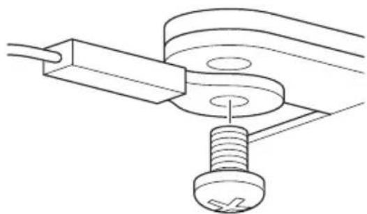 Technical line drawing of a mechanical assembly with a bolt and spring, no text or symbols.