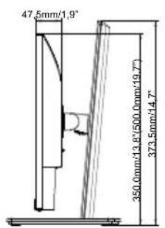 47.5mm/1.9" 350.0mm/13.8"(500.0mm/19.7") 373.5mm/14.7"