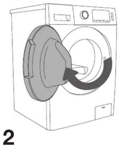 Line drawing of a washing machine with a circular component inserted into the air gap (no text or symbols)