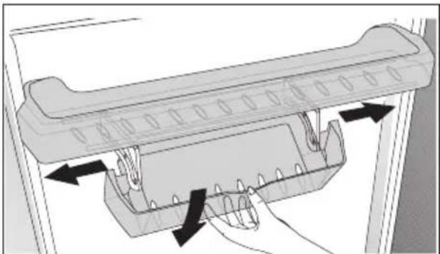 Diagram of a mechanical component with arrows indicating motion or force, no visible text or symbols
