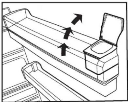 Line drawing of a toilet with arrows indicating flow direction (no text or symbols).