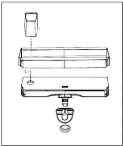 Technical line drawing of a mechanical assembly with exploded view.