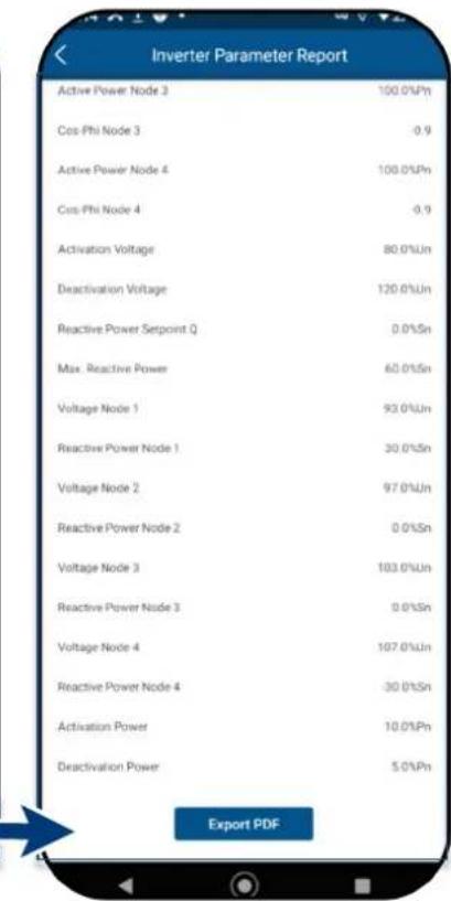 Inverter Parameter Report Active Power Node 3 100.0%Pn Cox Phi Node 3 0.9 Active Power Node 4 100.0%Pn Cox Phi Node 4 0.9 Activation Voltage 80.0%Un Deactivation Voltage 120.0%Un Reactive Power Setpoint Q 0.0%Sn Max. Reactive Power 60.0%Sn Voltage Node 1 93.0%Un Reactive Power Node 1 30.0%Sn Voltage…