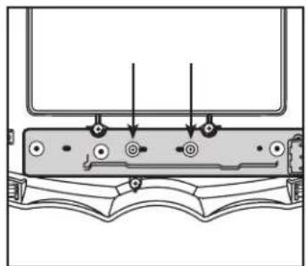 Technical diagram of a mechanical assembly with mounting holes and a base plate (no text or symbols)