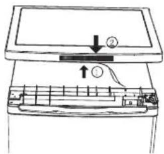 Diagram showing a device with labeled parts and directional arrows, likely illustrating a mechanical or electrical setup.