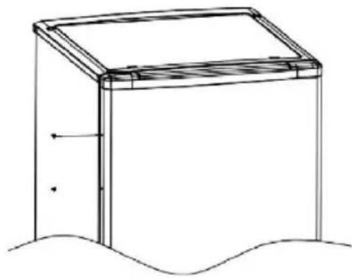 Simple line drawing of a rectangular structure with a sloped top and a wavy base (no text or symbols)
