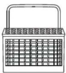 Line drawing of a woven basket with handle and grid pattern (no text or symbols)
