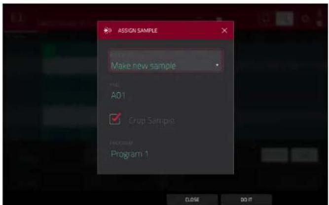 ASSIGN SAMPLE Make new sample A01 Crop Sample Program 1 CLOSE DO IT