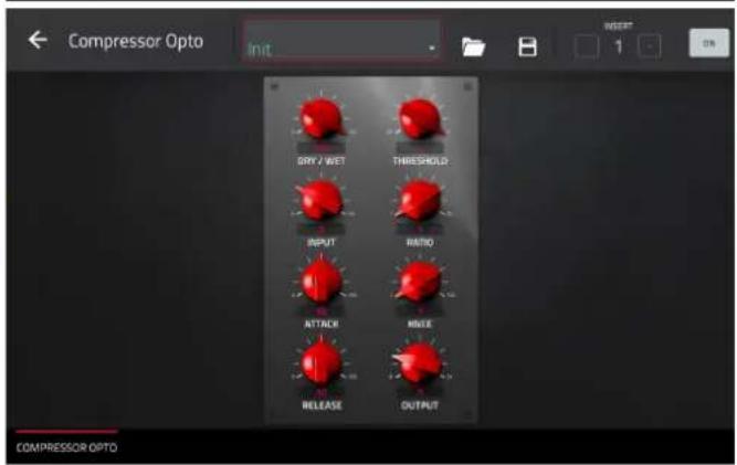 Compressor Opto Init DRY 2 WET THRESHOLD INPUT RATIO ATTACH MINLE RELEASE OUTPUT COMPRESSOR OPTO