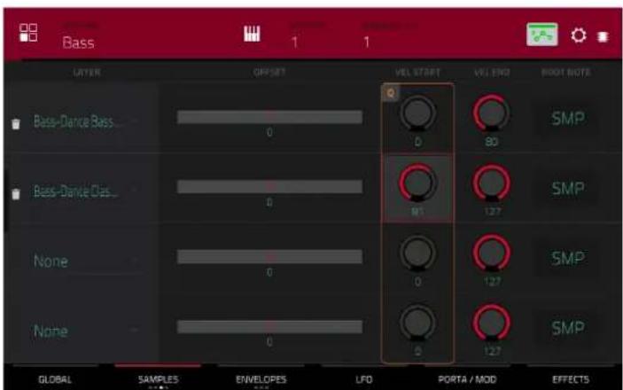 Bass 1 1 LAYER OFFSET VEL START VEL END BOOT NOTE Bass-Dance Bass 0 0 80 SMP Bass-Dance Class 0 M1 127 SMP None 0 0 127 SMP None 0 0 127 SMP GLOBAL SAMPLES ENVELOPES LFD PORTA / MOD EFFECTS