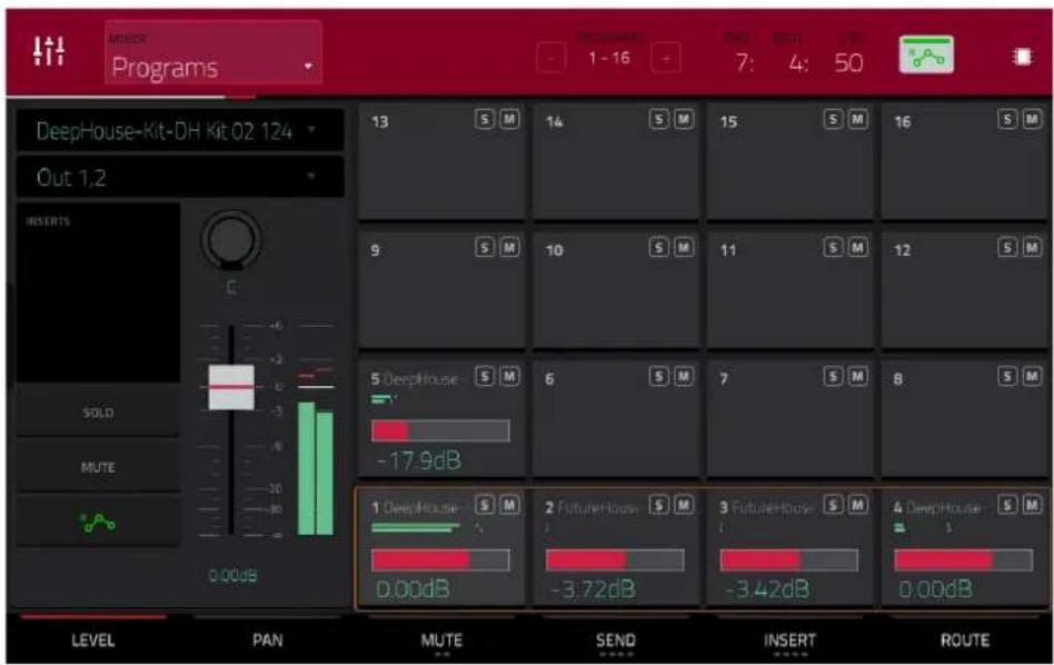 Multiest Programs 1 - 16 7: 4: 50 DeepHouse-Kit-DH Kit 02 124 Out 1,2 INSERTS SOLD MUTE 0.00dB LEVEL PAN MUTE SEND INSERT ROUTE 13 S M 14 S M 15 S M 16 S M 9 S M 10 S M 11 S M 12 S M 5 DeepHouse S M 6 S M 7 S M 8 S M -17.9dB 1 DeepHouse S M 2 FutureHouse S M 3 FutureHouse S M 4 DeepHouse S M 0.00dB -3.72dB -3.42dB 0.00dB