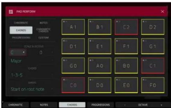 PAD DESFORM CHROMATIC NOTES CHORDS CHROMATIC CHORDS PROGRESSIONS CUSTOM SCALE & WIDTH C 0 Major CHORDS 1-3-5 START on root note A:1 B:1 C:2 D:2 D:1 E:1 F:1 G:1 G:0 A:0 B:0 C:1 C:0 D:0 E:0 F:0 CHROMATIC NOTES CHORDS PROGRESSIONS OCTAVE
