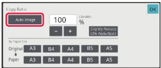 Copy Ratio: Auto Image 100%. - +. Slightly Reduce (3% Reduction). By Paper Size. Original: A3 B4 A4 B5 A5. Paper: A3 B4 A4 B5 A5.