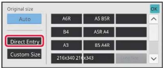 Original size Auto A6R A5 B5R B4 A5R A4 A3 B5 A4R 216x340 216x343 Direct Entry Custom Size OK