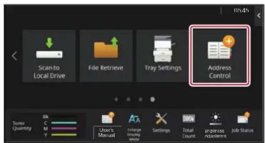 Scan to Local Drive, File Retrieve, Tray Settings, Address Control, Tower Quantity, Bk, C, M, Y, User's Manual, Exchange, Display Mode, Settings, Total Count, Up-grossed Adjustment, Job Status