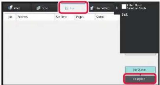 Print Scan File Internet Fax Enter Place Selection Mode Back Job Queue Complete