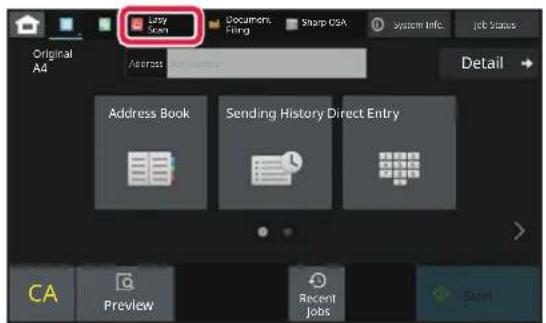 Lazy Scan Document. Filing Sharp OSA System Info: Job Status Original A4 Address Book Sending History Direct Entry CA Preview Recent Jobs Detail