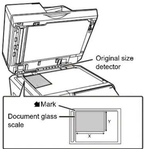 Original size detector Mark Document glass scale X Y