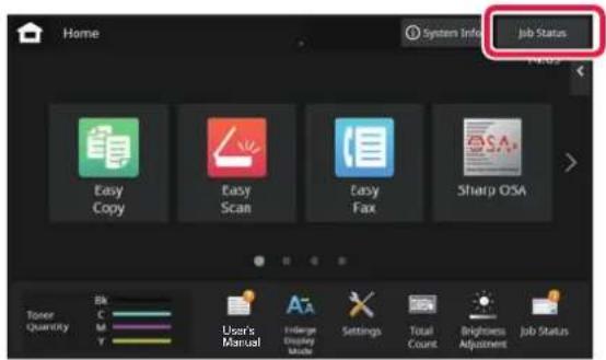 Home System Info Job Status Easy Copy Easy Scan Easy Fax Sharp OSA Toner Quantity Bk C M Y User's Manual Aggregate Display Mode Settings Total Count Brightness Adjustment Job Status