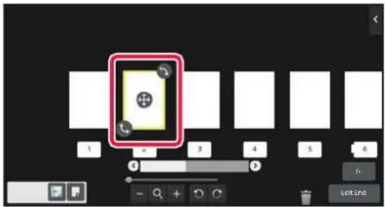 Screenshot of a software interface with a highlighted selection box and control buttons, showing numbered panels and UI elements.