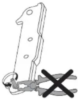 Illustration of a tool with a cross mark and a bracket, no text or symbols present