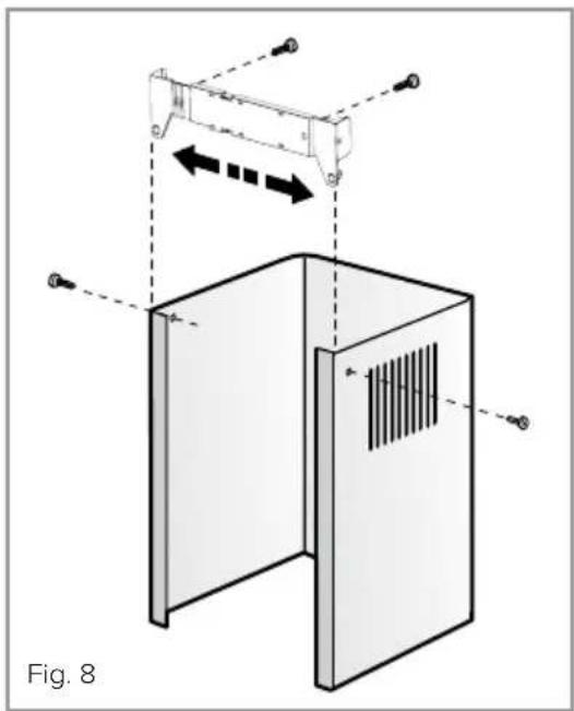 Diagram of a cabinet with internal ventilation and directional arrows indicating movement (no text or symbols)