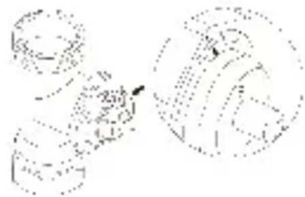 Handwritten mathematical notation with circled numbers and arrows, possibly representing a physics or engineering concept.