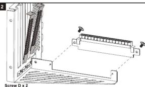 Technical diagram of a mechanical assembly with labeled components and a screw hole (no text or symbols present)