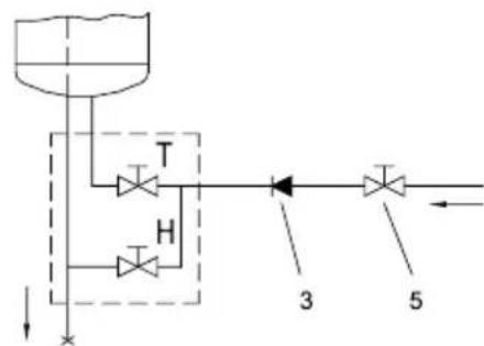 graph TD A["Top Pump"] --> B["T"] B --> C["Valve 3"] B --> D["Valve 5"] B --> E["H"] E --> F["Downward Flow"] style A fill:#f9f,stroke:#333 style B fill:#ccf,stroke:#333 style C fill:#cfc,stroke:#333 style D fill:#fcc,stroke:#333 style E fill:#cff,stroke:#333 style F fill:#ffc,stroke:#333