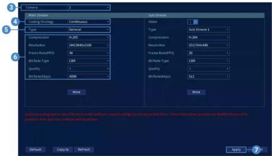 Lorex N884A38B - Pour configurer la qualité d'enregistrement : - 1