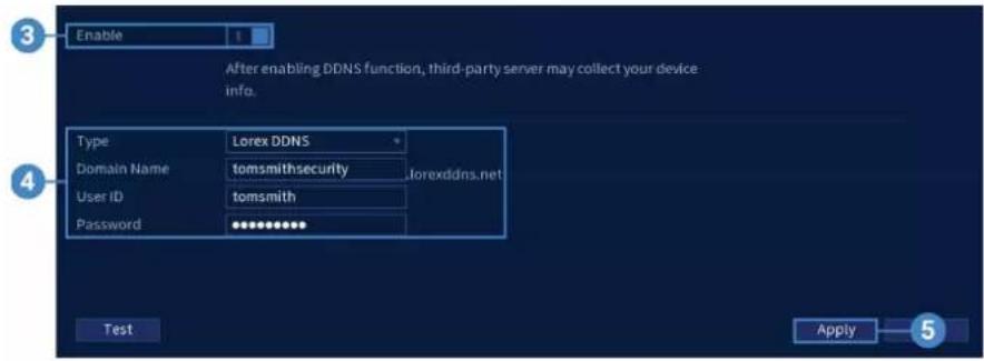 Lorex N884A38B - Pour configurer le DDNS dans l'enregistreur : - 1