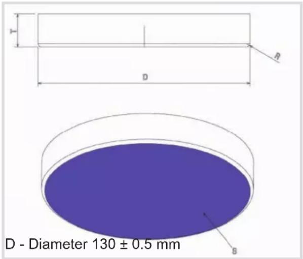 D - Diameter 130 ± 0.5 mm
