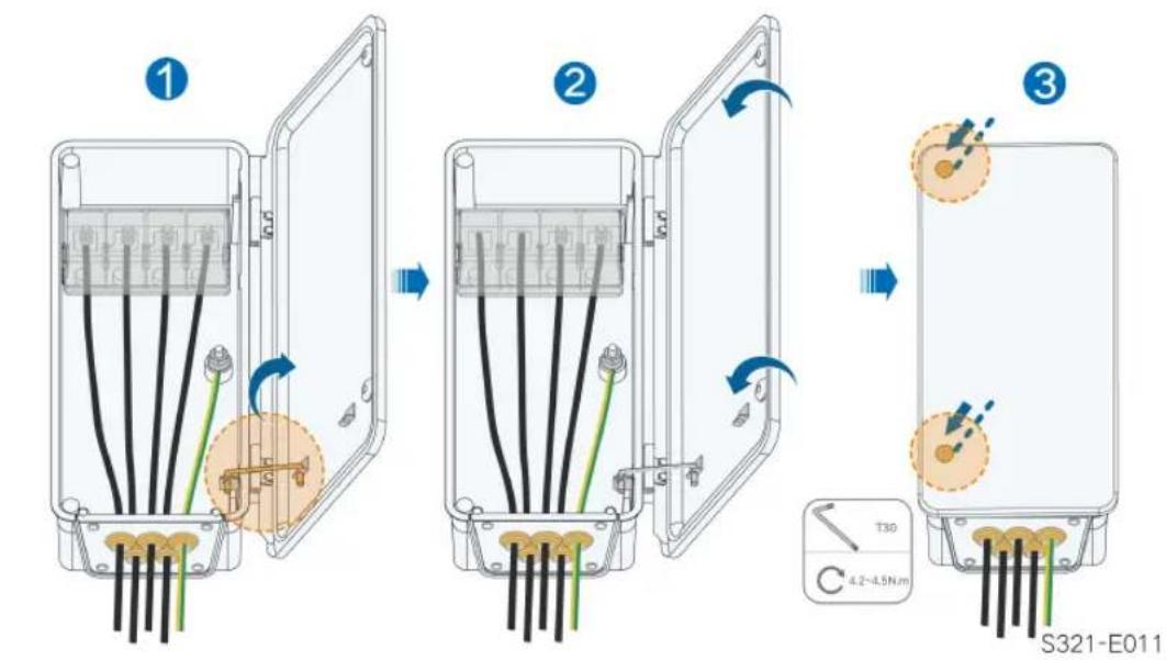 Diagram illustrating three-step electrical switch installation process with labeled components and a 4.2-4.5N.m scale indicator.