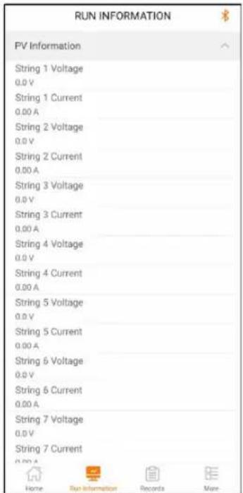RUN INFORMATION PV Information String 1 Voltage 0.0 V String 1 Current 0.00 A String 2 Voltage 0.0 V String 2 Current 0.00 A String 3 Voltage 0.0 V String 3 Current 0.00 A String 4 Voltage 0.0 V String 4 Current 0.00 A String 5 Voltage 0.0 V String 5 Current 0.00 A String 6 Voltage 0.0 V String 6 Cu…