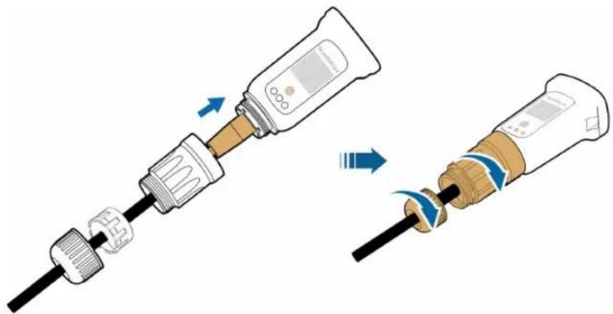 Illustration of two medical or laboratory devices with tubing and connectors, showing internal components and blue directional arrows indicating motion (no text or symbols)