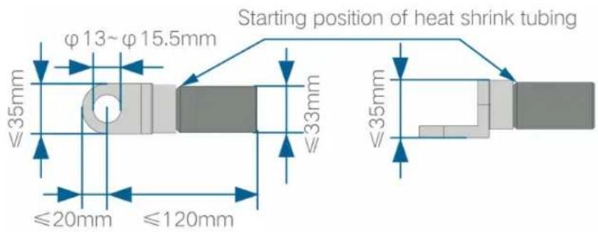 Starting position of heat shrink tubing φ13~φ15.5mm ≤35mm ≤20mm ≤120mm ≤33mm ≤35mm