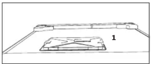 Simple line drawing of a mechanical component with a labeled part (1), no text or symbols present.