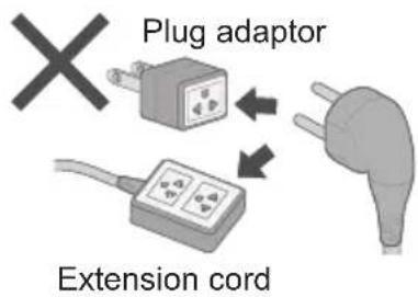 Plug adaptor, extension cord.
