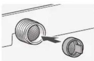 Diagram showing a pipe fitting with a magnified inset view (no text or symbols)