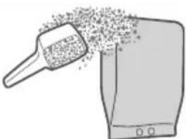Illustration of a hammer crushing a surface with granular material (no text or symbols)