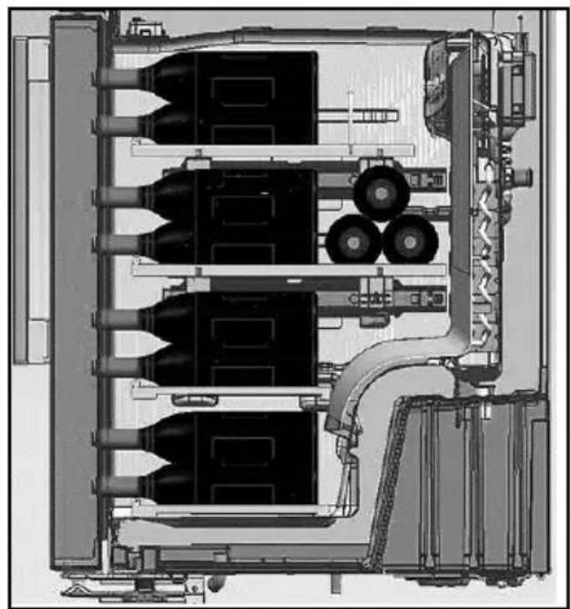 Technical schematic of an industrial equipment or processing unit with multiple cylindrical components and piping (no visible text or labels)