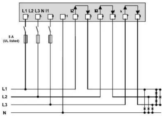 L1 L2 L3 N I1 i2 i3 k 5 A (UL listed) L1 L2 L3 N